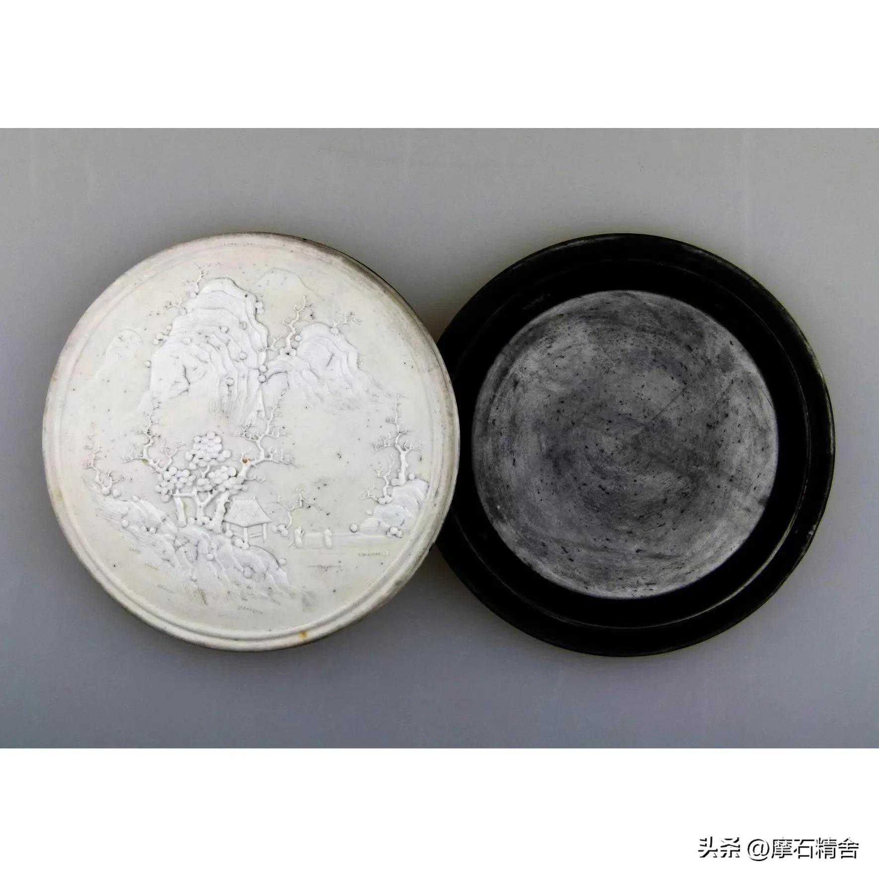 “砚遇”百事奇迹之十五：清代“程门立雪”刻瓷圆砚