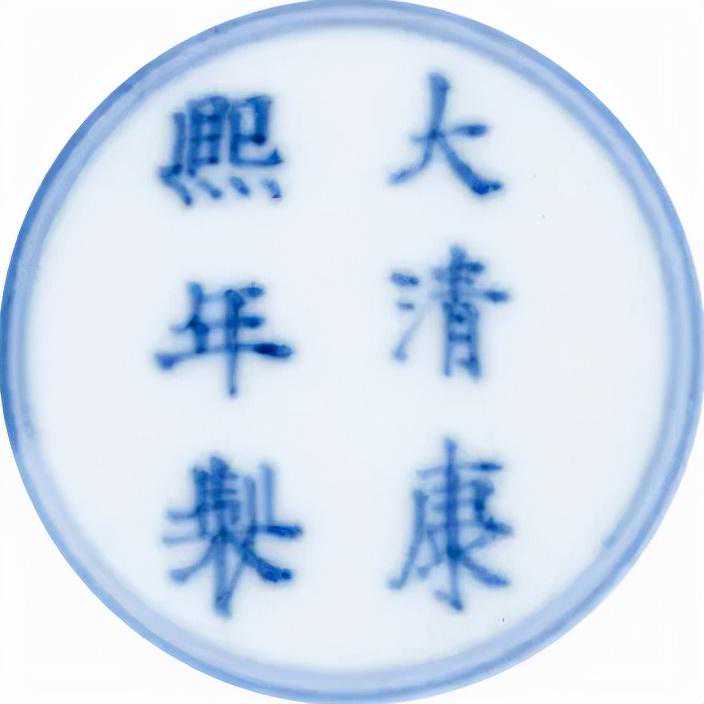 瓷器工艺品丨素雅简洁的清康熙青花团寿纹小盖罐